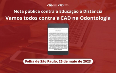 Nota Pública do CFO contra o ensino EaD na graduação dos cursos de Odontologia é veiculada no jornal Folha de São Paulo